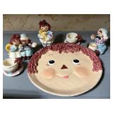 Raggedy Ann and Andy Resin Miniature Tea Set