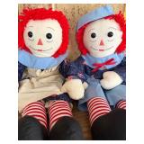 Raggedy Ann and Andy Dolls w/ Americana Clothing, Approx 24"