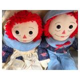 Raggedy Ann and Andy Dolls w/ Americana Clothing, Approx 24"