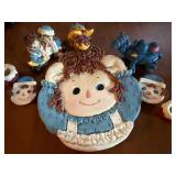 Raggedy Ann and Andy Resin Miniature Tea Set