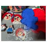 Raggedy Ann and Andy Dolls, Thermos, Earring Holder, Magnets, Pins AND MORE!!!