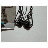 Sterling Earrings - Native American Dream Catcher w/ Turquoise and Flower w/ Stone