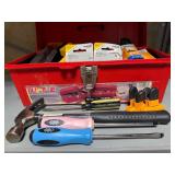 Plastic Tool Box w/ Misc Tools - Hammer, Screwdrivers and More (very clean and most new or like new)