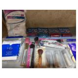 Make Up Brushes and More in Pink Basket