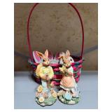 Bunny Figurines in a Basket
