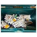 Plastic Tote w/ Paint, Watercolor Cold Press and Artist Brushes