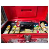 Plastic Toolbox w/ Paints, Artist Brushes, Bob Ross Items and MORE
