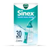Vicks Sinex Saline Nasal Rinse Starter Kit, Drug Free Saline, Flush Out Mucus and Allergens, Fast & Effective Relief for Everyday Congestion from Sinus & Allergy, 1 Bottle + 30 Refill Packets - Retail