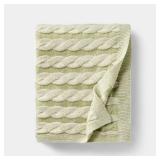 50\"x60\" Twisted Cable Throw Blanket Green and Cream - Threshold designed with Studio McGee - Retail: $30