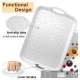 Extra Large 20\" x 13\" Serving Platters for Turkey, Cookie, Cupcakes, Gift Ready Melamine Serving Tray with Handles for Party Entertaining, Raised Dots & Matt Finish, Set of 2, White - Retail: $53