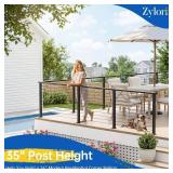 Zylorix 36\" Swageless L-drilled Cable Railing Corner Post for Deck Cable Railing, T304 Stainless Steel Surface Mount 90Â° Corner Deck Post with Upgraded Black Powder Coating for Indoor Outdoor Porc