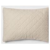 Standard Diamond Stitch Cotton Linen Quilt Sham Khaki - Threshold: OEKO-TEX Certified, Woven Texture, No Flange Design - Retail: $30