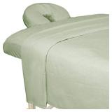 ForPro Premium Flannel 3-Piece Massage Sheet Set, Sage - Retail: $23