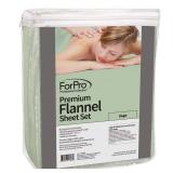 ForPro Premium Flannel 3-Piece Massage Sheet Set, Sage - Retail: $23