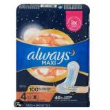 Always Maxi Overnight Pads Size 4 28 Count