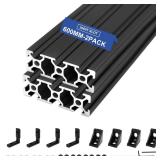2Pack 2060 T Slot Aluminum Extrusion 600mm Black Extruded Aluminum Profile 20x60 T-Slotted Framing European Standard Anodized Linear Rail for 3D Printer Accessories Parts - Retail: $42