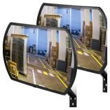 Geetery 2 Pcs 18\" x 12\" Garage Convex Security Mirror Outdoor Indoor Round Rectangular Acrylic Traffic Corner Mirror Blindspot for Wall Parking with Protective Film for Driveway - Retail: $70
