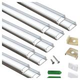 THMOOTHER Clear LED Strip U Channel 10-Pack 3.28FT,17X7.5MM Surface Mounted Tape Light Aluminum Track with Transparent Cover Cabinet,Stairs,Counter,Wall Flush Installed Low Profile (10, 3.28FT) - Reta
