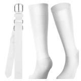 Zhanmai Baseball Belt and Socks Combo Adjustable Softball Socks and Belt Elastic Waist for Youth Boys Girls, and Adult(White,Youth)