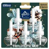 Glade PlugIns Refills Air Freshener, Balsam & Spruce, Scented and Essential Oils for Home and Bathroom, 0.67 Fl Oz, 5 Count - Retail: $23
