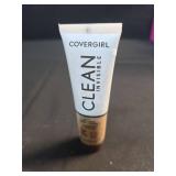 COVERGIRL Clean Invisible Foundation Makeup, Dewy & Glowy Natural Finish, Buildable Coverage, Skin-Like Smooth Look, Vegan, Buff Beige, 1oz