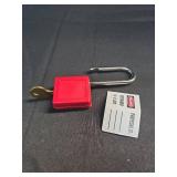 Master Lock Red Lockout Tagout Safety Padlock with Key, Metal Shackle and Non-Conductive Lock Body for Electrical Applications, 410RED