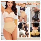 Werena Tummy Control Thong Shapewear for Women High Waist Shaping Panties Girdle Seamless Slimming Body Shaper Underwear Beige-5,S