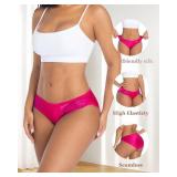 Farlenoyar Silk Panties for Women Lace Sexy Cheeky Classic Underwear Lightweight,Smooth Briefs Casual Wear, (XS,RoseRed)