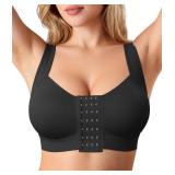 BRABIC Black Post Surgery Compression Bra Mastectomy Bra Posture Surgical Bra Breast Augmentation Post op, Large