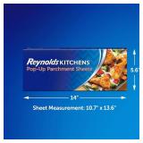 Reynolds Kitchens Pop-Up Parchment Paper Sheets, 10.7x13.75 Inch, 120 Sheets