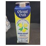 Cleancult Dish Soap Liquid Refill (32oz, 1 Pack) - Plant Based Cleaning Power - Dish Soap that Cuts Grease & Grime - Free of Harsh Chemicals - Uses 90% Less Plastic - Lemon Verbena