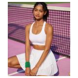 RUNNING GIRL High Impact Sports Bras for Women,Crisscross Back High Support Bra Moulded Cup Workout Bra Push up(WX3072 White L) - Retail: $20