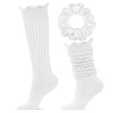 Tivi Tovo Valentines Day Gifts Ruffle Slouch Socks for Women Long Boot Scrunch Sock Galentines Day Gifts for Casual(White)