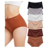 Tichati 6 Pack Womens Underwear High Waisted Seamless Breathable Full Coverage Briefs No Show Ladies Panties, Small - Retail: $25