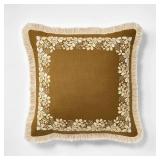 20\"x20\" Oak Printed Throw Pillow with Fringe Olive - Threshold designed with Studio McGee - Retail: $28
