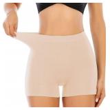 Womens Slip Shorts for Under Dress Seamless Shapewear Boyshorts Tummy Control Panties Shaping Shorts(#1 Beige(light Tummy Control),Small) - Retail: $27