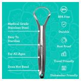 GuruNanda Tongue Scraper for Adults (2 Pack) with Travel Case, 420 Medical-Grade 100% Stainless Steel Tongue Cleaner, Aids in Fresh Breath & Oral Care