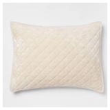 Standard Luxe Diamond Stitch Velvet Quilt Sham Khaki - Threshold: OEKO-TEX Certified, Machine Washable, No Flange - Retail: $25