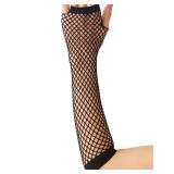 OTPEH Lone Fishnet Gloves Fingerless For Women Fish Net Arm Sleeve Mesh Emo Goth Punk 80s Scene Accessories