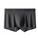 Evankin Mens Ice Silk Mesh Boxer Briefs Breathable Cool Underwear Low Rise Stretch Boxers(Black,L)