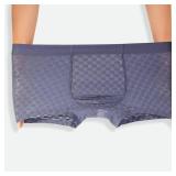 Evankin Mens Ice Silk Mesh Boxer Briefs Breathable Cool Underwear Low Rise Stretch Boxers(Black,L)