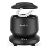 2025 Ultrasonic Retainer Cleaner for Dentures & Aligner, Durable Removable Base and Top Cover, Denture Cleaner Machine with 4 Modes for Mouth Guards, Jewelry, Rings, etc (Black) - Retail: $30