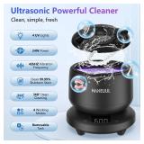 2025 Ultrasonic Retainer Cleaner for Dentures & Aligner, Durable Removable Base and Top Cover, Denture Cleaner Machine with 4 Modes for Mouth Guards, Jewelry, Rings, etc (Black) - Retail: $30