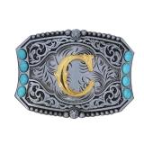 Vintage Turquoise Belt Buckle Men Western Cowboy Rodeo Belt Buckles Initial Letters C Custom Belt Buckles for Men and Women