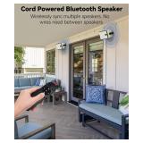 Plyee Audio 400W Outdoor Bluetooth Speakers, Wireless Sync Between Speakers, Powerful Bass, Wall Mount for Patio, Porch, Gazebo, Garage, 2-Pack, White(MZ-621)