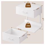 Asgolion Floating Nightstand with Drawer, Modern Wall Mounted Nightstand, Floating Bedside End Table with Adjustable Shelf, Floating Night Stand, for Bedroom, Small Spaces, Bathroom, White