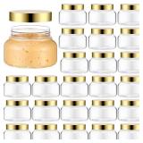 Mumufy Clear Plastic Jars with Lids Round Plastic Containers Empty Travel Containers for Creams Refillable Cosmetic Jars for Lotions Body Scrub Body Butter(24 Pcs,8 oz)