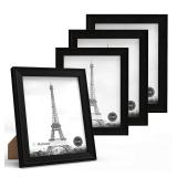 iRahmen 8x10 Picture Frame Set of 4, Black Frame with HD Glass, Wooden Photo Frames for Wall Mount and Tabletop Display