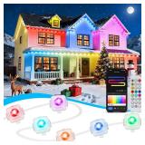 LANDRHYTHM Permanent Outdoor Lights, 100ft Smart Eave Light with 72 LED Lights, IP67 Waterproof, App Control, Outdoor Lights, DIY RGB+IC Light for House Holiday Decorations