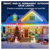 LANDRHYTHM Permanent Outdoor Lights, 100ft Smart Eave Light with 72 LED Lights, IP67 Waterproof, App Control, Outdoor Lights, DIY RGB+IC Light for House Holiday Decorations